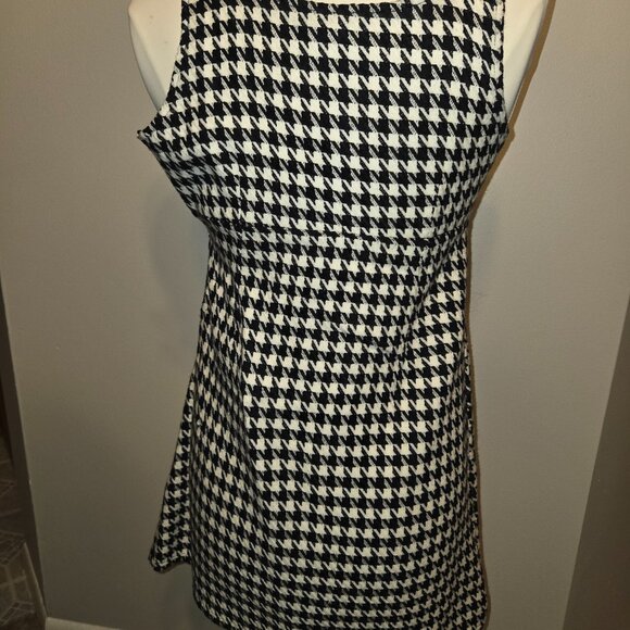 SO Dress Black White Houndstooth Big Button Babydoll Empire High Waist Mid 90s - Picture 4 of 6